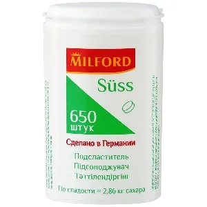 Подсластитель MILFORD Suss 650 таб. 39г*12