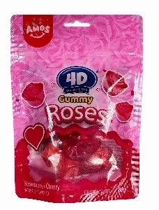 Мармелад AMOS 4D РОЗЫ жевательные со вкусом клубники и вишни /зип-пак/ 65г*24