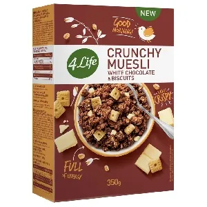Мюсли 4LIFE хрустящие White chocolate & biscuits /картон/ 350г*16