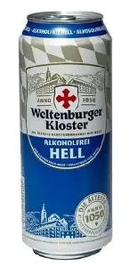 Пиво WELTENBURGER KLOSTER HELL ALKOHOLFREI безалкогольное светл.фильтр.пастер. /жесть/ 0,5л*24