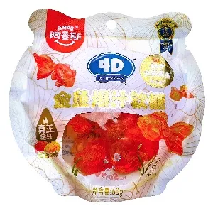 Мармелад AMOS 4D Золотая рыбка жевательные с соком манго и персика /зип-пак/ 60г*32