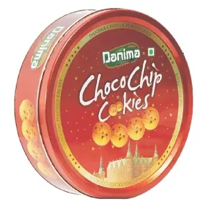 ***Печенье DANIMA Chocochip Cookies с кус.шок. (красная банка) /жесть/ 114г*24