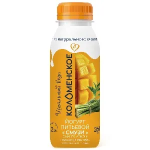 Йогурт КОЛОМЕНСКИЙ СМУЗИ питьевой мдж 2,3% Манго-лемонграсс с экстарктом зеленого чая /пэт/ 260г*4