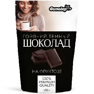 Какао-напиток ФИТОДАР "Горячий шоколад ТЕМНЫЙ" на фруктозе /дой-пак/ 170г*12