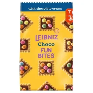 Печенье BAHLSEN [В31] CHOCO FUN BITES с Шоколадным кремом украшенное драже с какао кремом 100г*12