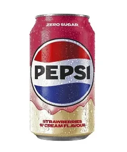 Напиток PEPSI Strawberry-Cream ZERO Sugar (Великобритания) газированный /жесть/ 330мл*24