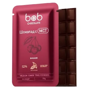 Шоколад BOB с вишней и маслом МСТ, БЕЗ сахара /шоубокс/ 20г*20