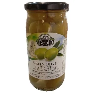 Оливки DELPHI фаршированные голубым сыром в рассоле /стекло/ 350г*12