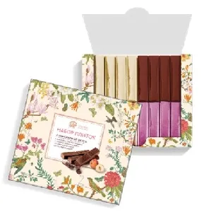 Набор ВЕРНОСТЬ КАЧЕСТВУ кондитерских плиток с начинками - 4 вкуса /картон/ 250г*20