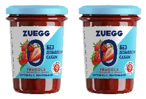 Набор Конфитюр ZUEGG Zero Клубника с земляникой БЕЗ САХАРА 220г*2штуки Набор Конфитюр ZUEGG Zero Клубника с земляникой БЕЗ САХАРА 220г*2штуки