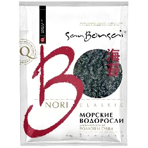Водоросли SANBONSAI морские (5 листов) Нори для роллов и суши /пакет/ 14г*36