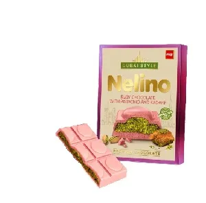Шоколад NELLY Nelino Dubai рубиновый шоколад с фисташкой и кадайифом 62г*20