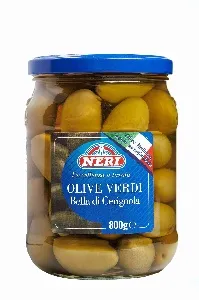Оливки NERI зеленые Белла ди Чериньола с косточкой /стекло/ 800/470г*6
