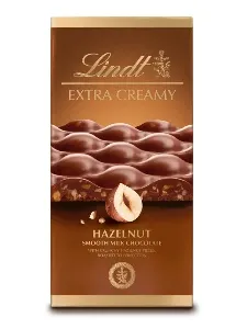Шоколад LINDT Extra Creamy HAZELNUT молочный с фундуком 80г*17