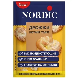 Дрожжи NORDIC INSTANT YEAST хлебопекарные сухие /шоубокс/ 6г*60