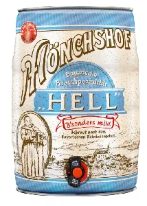 Пиво MONCHSHOF HELL светлое фильтрованное пастеризованное 4,9% /бочонок/ 5л*1