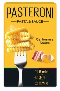 Макаронные изделия PASTERONI Pasta & Sauce Джирандоле №124 с соусом КАРБОНАРА /картон/ 275г*12