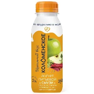 Йогурт КОЛОМЕНСКИЙ СМУЗИпитьевой мдж 2,3% Яблоко-ревень-пророщенные зерна /пэт/ 260г*4
