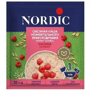 Каша NORDIC овсяная м/п с МАЛИНОЙ /шоубокс/ 35г*20