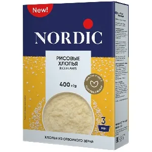 Хлопья NORDIC RICE FLAKES рисовые /картон/ 400г*10