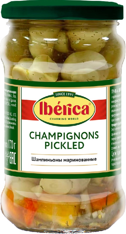 Шампиньоны IBERICA маринованные /стекло/ 314мл*12