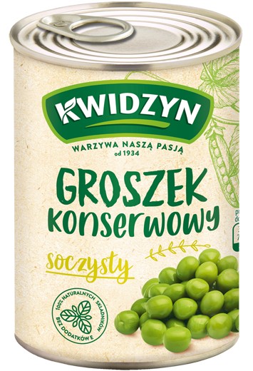 Горошек KWIDZYN зеленый консервированный /жесть/ 400г*10