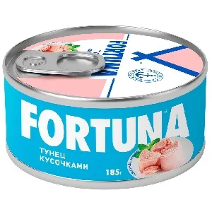 Тунец FORTUNA кусочками в собственном соку /жесть/ 185г*12 Тунец FORTUNA кусочками в собственном соку /жесть/ 185г*12