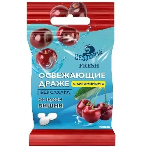 Драже BESTORME FRESH Освежающие без сахара с витамином С со вкусом вишни /пакет/ 17г*12 Драже BESTORME FRESH Освежающие без сахара с витамином С со вкусом вишни /пакет/ 17г*12