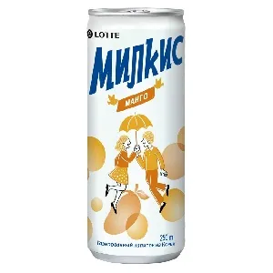 Напиток LOTTE Милкис МАНГО газированный молокосодержащий ж/б 250мл*30