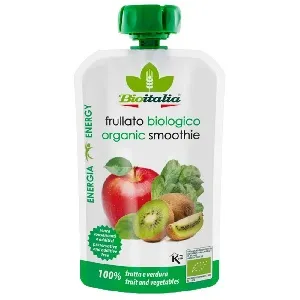 Пюре BIOITALIA из яблока, киви и шпината (смузи) /дой-пак/ 120г*24 Пюре BIOITALIA из яблока, киви и шпината (смузи) /дой-пак/ 120г*24