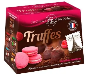 Трюфель MATHEZ с кусочками печенья Макарон, со вкусом малины /картон/ 160г*12 Трюфель MATHEZ с кусочками печенья Макарон, со вкусом малины /картон/ 160г*12
