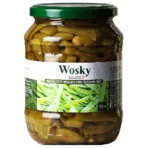 Фасоль WOSKY стручковая в собственном соку /стекло/ 700мл/730г*12 Фасоль WOSKY стручковая в собственном соку /стекло/ 700мл/730г*12