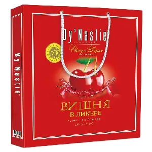 Конфеты Dy`Nastie шоколадные "ВИШНЯ в ликёре" с тёмным шоколадом, ликёрной начинкой и цукатами вишни /СУМКА/ 220г*5 Конфеты Dy`Nastie шоколадные "ВИШНЯ в ликёре" с тёмным шоколадом, ликёрной начинкой и цукатами вишни /СУМКА/ 220г*5
