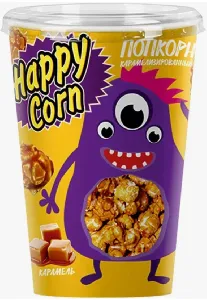 Воздушная кукуруза HAPPY CORN Карамель /стакан/ 100г*6 Воздушная кукуруза HAPPY CORN Карамель /стакан/ 100г*6
