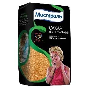 Сахар МИСТРАЛЬ тростниковый нерафинированный Универсальный /пакет/ 900г*12 Сахар МИСТРАЛЬ тростниковый нерафинированный Универсальный /пакет/ 900г*12