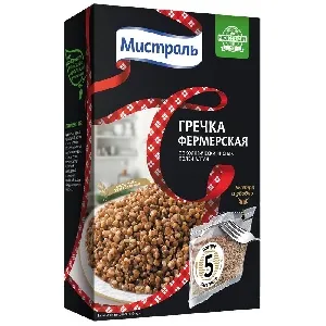Гречка МИСТРАЛЬ Ядрица Фермерская (5х80г) в пакетиках /картон/ 400г*6 Гречка МИСТРАЛЬ Ядрица Фермерская (5х80г) в пакетиках /картон/ 400г*6