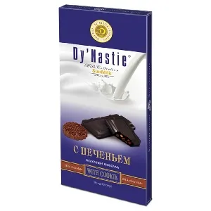 Шоколад Dy`Nastie молочный "С Печеньем" c начинкой пралине и кусочками печенья (шоубокс 10шт) 100г*40