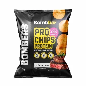 Чипсы BOMBBAR протеиновые со вкусом "Стейк на гриле" /пакет/ 50г*16