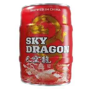 Пиво SKY DRAGON LAGER светлое нефильтрованное неосветленное пастеризованное 5,0%, бочонок /жесть/ 5л*2