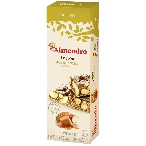 Туррон EL ALMENDRO CARAMEL&SESAME хрустящий миндальный с карамелья и кунжутом 75г*16