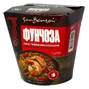 Вермишель SANBONSAI фунчоза под тайским соусом умеренно острая /картон/ 120г*24 Вермишель SANBONSAI фунчоза под тайским соусом умеренно острая /картон/ 120г*24