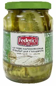 Огурцы FEDERICI маринованные резаные для сэндвичей /стекло/ 720мл*6