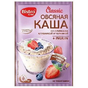 Каша GURMINA BISTRO Овсяная со сливками, клубникой и черникой 40г*15 Каша GURMINA BISTRO Овсяная со сливками, клубникой и черникой 40г*15