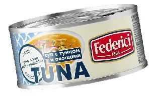 Суп FEDERICI с тунцом, луком и юккой /жесть/ 400мл*24 Суп FEDERICI с тунцом, луком и юккой /жесть/ 400мл*24