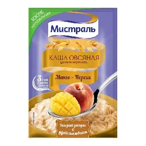 Каша МИСТРАЛЬ овсяная "Манго-Персик" /пакет/ 40г*25