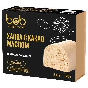 Батончик BOB неглазированный "Халва" с семенами подсолнечника БЕЗ сахара (25г*5шт) /картон/ 125г*12 Батончик BOB неглазированный "Халва" с семенами подсолнечника БЕЗ сахара (25г*5шт) /картон/ 125г*12