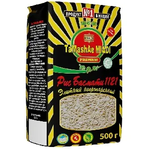 Рис TaMashAe MIADI PREMIUM Басмати 1121 элитный непропаренный /пакет/ 500г*12
