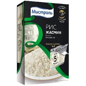 Рис МИСТРАЛЬ Жасмин (5х80г) в пакетиках 400г*6 Рис МИСТРАЛЬ Жасмин (5х80г) в пакетиках 400г*6