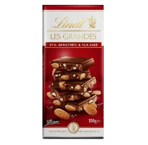 Шоколад LINDT Les Grandes темный с миндалем и солью Amande Dark 31% Almond 150г*15