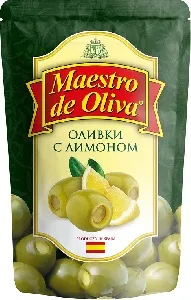 Оливки MAESTRO DE OLIVA с лимоном /дой-пак/ 170г*12 Оливки MAESTRO DE OLIVA с лимоном /дой-пак/ 170г*12